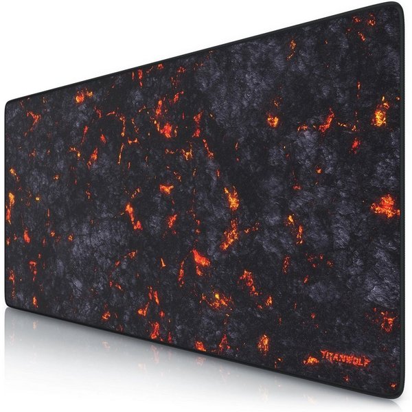 Titanwolf Gaming Mauspad XXL Speed Mousepad 900 x 400 x 3 mm, große Tischunterlage (1-St), rutschfest, abwaschbar, Geschwindigkeit & Präzision, Lavamotiv