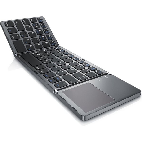 Aplic faltbares Mini Bluetooth Keyboard mit Touchpad im Super Slim Design Wireless-Tastatur (Multitouch-Gestensteuerung, QWERTZ, klappbar, für PC Smartphone Tab
