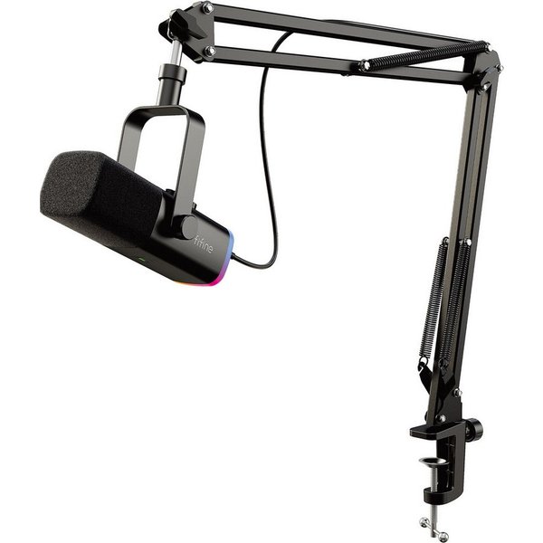 FIFINE Mikrofon XLR Streaming Mikrofon mit Arm für Podcast Studio Gaming Mikrofon, USB Dynamisch Microphone Gaming PC mit Stummschalttaste
