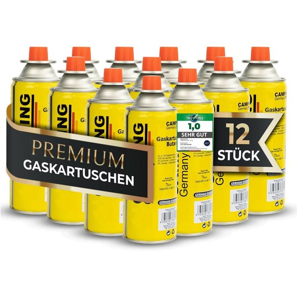 Magnum Wave Gaskartusche Gaskartuschen 12x 227 g [Made in EU] Butangas MSF-1a EN417, Zubehör für Camping, Grill, Gasheizung, Unkrautbrenner, Bunsenbrenner, Lötl