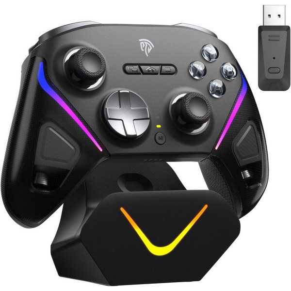 ANYSUN D10 Controller PC mit Ladestation, Controller PC Wireless Gaming-Controller (mit TMR Joystick & 2 in 1 Trigger, Wireless-Bluetooth-Gamepad, 1000Hz Pollin