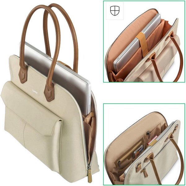Hama Laptoptasche Notebook-Tasche Handtasche 13,3" bis 14,9" Beige (Notebook-Tasche), Hülle Laptop-Case Shopper Bag 13,3" 13,5" 14" 14,1" 14,2" 14,5" Zoll