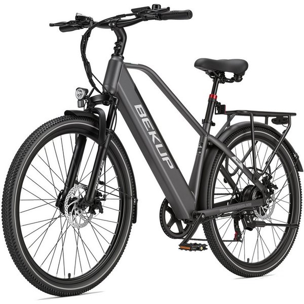 BEKUP E-Bike Cityrad V2 26 Zoll Cityrad Elektrofahrrad, Damen u. Herren, 45 Nm, 7 Gang Shimano Shimano Tourney TZ Schaltwerk, Kettenschaltung, Heckmotor, 522 Wh