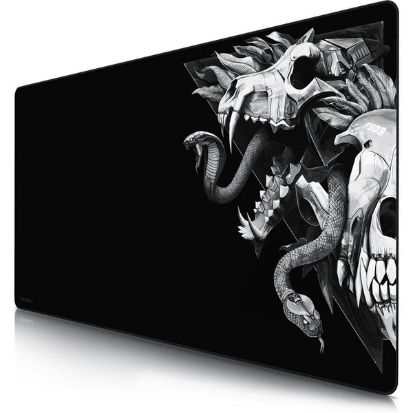 Titanwolf Gaming Mauspad XXXL Speed Mousepad 1200 x 600 x 3 mm, große Tischunterlage (1-St), rutschfest, abwaschbar, Geschwindigkeit & Präzision, Wolf Skull
