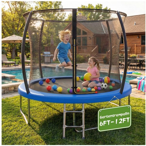 HOMALL Gartentrampolin Kindertrampolin Outdoor-Trampolin Durchmesser: 183/220/290/360 cm, Ø 220 cm, (Durchmesser 183 cm (mit Sicherheitsnetz und Schutzhaube, Tr