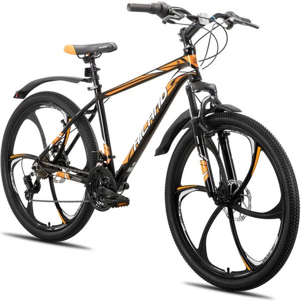HILAND Mountainbike 26" Aluminium MTB Shimano 18-Gang, 3D/6D Felgen wählbar, 3/6-Speichen-Räder, 18-Gang, mit Schutzblechen, Doppelscheibenbremsen