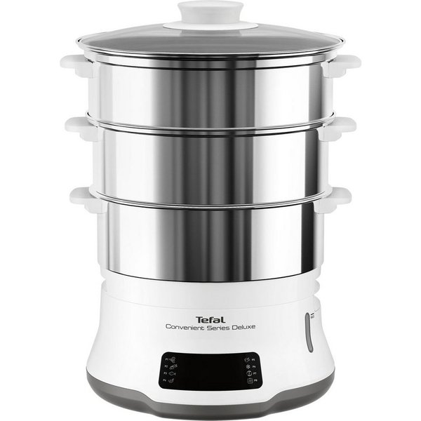 Tefal Dampfgarer Convenient Series Deluxe, 900 W, Touchscreen, 8 Programme,3 Ebenen, Edelstahlbehälter, VC502D