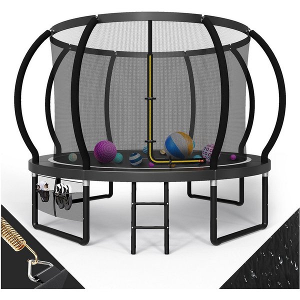 GUNJI Gartentrampolin Trampolin Ø228/305cm,Kindertrampolin Gewicht 150 kg, Ø 228 cm, Ø366/427cm outdoor trampolin mit Sicherheitsnetz und Leiter,Sprungtuch