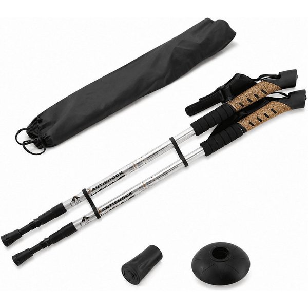 MidGard Nordic-Walking-Stöcke Teleskop Antischock Wanderstöcke aus Aluminiumlegierung mit Korkgriff (2 St), Leicht, mit ergonomischen Korkgriffe inkl. Transport