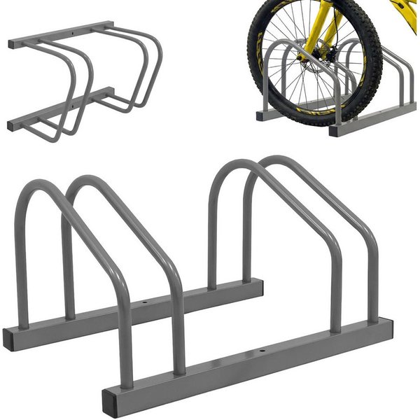 relaxdays Fahrradständer für Boden und Wandmontage (1-St), silber, 2 Fahrräder