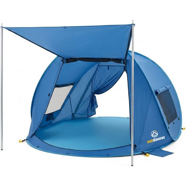 outdoorer Strandmuschel Pop-Up Beach Air Max mit UV 80-Sonnenschutz, Vordach & Belüftung, Personen: 4, verschließbare XXL-Strandmuschel mit kleinem Packmaß, kof
