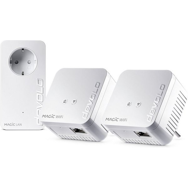 DEVOLO Magic 1 WiFi mini Multiroom Kit Reichweitenverstärker, Powerline WLAN Verstärker 3x Adapter