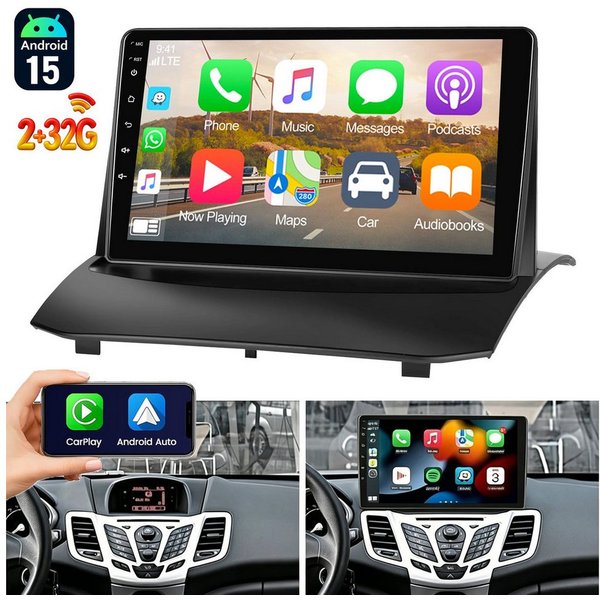 ESSGOO DAB+ Android 15 Autoradio GPS Navi WIFI Für Ford Fiesta MK6 2009-2017 Autoradio (4+64GB(optional), FM, AM, DAB+ (optional), Apple Carplay & Android Auto,