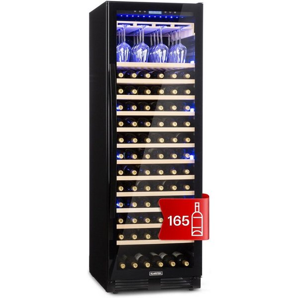 Klarstein Weinkühlschrank Vinovilla Grande 165 Built-In Uno 433L 165 Flaschen 5-20°C 44 dB Onyx, für 165 Standardflaschen á 0,75l,Wein Flaschenkühlschrank Weint