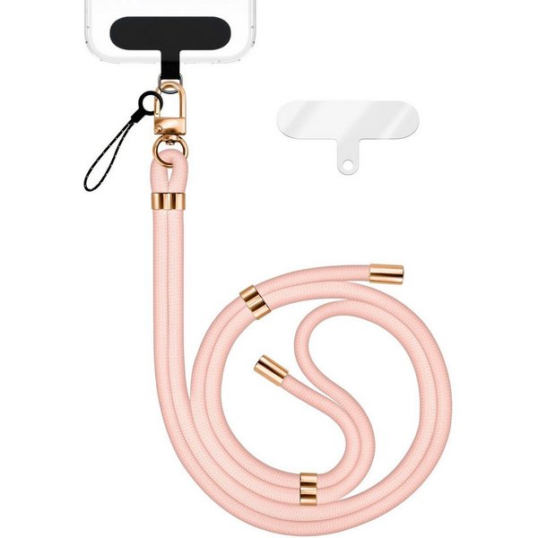 Nalia Handykette Universal Smartphone, Nylon Handyband / Karabiner Gold & 2 Pads / 35-75cm Tragelänge