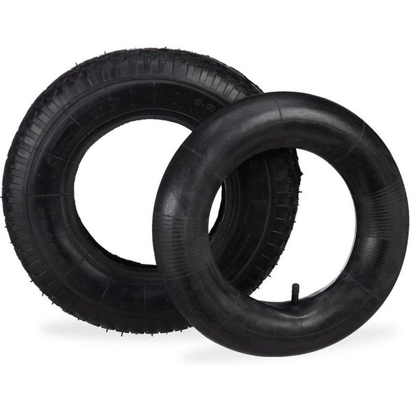 relaxdays Schubkarren-Rad Schubkarrenreifen 4.00-8" mit Schlauch (2 St)