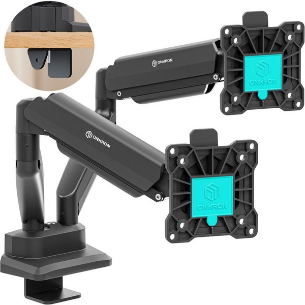 ONKRON Monitor-Halterung 13-32 Zoll, bis 10 kg pro Arm, VESA 75x75-100x100, G160, (bis 32 Zoll, neigbar, schwenkbar, drehbar, Gasdruckfeder, Kabelmanagement)