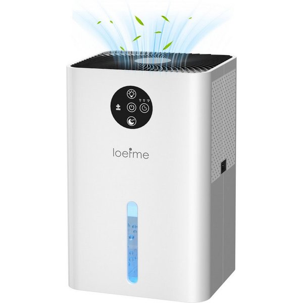 loefme Luftentfeuchter Elektrischer Luftentfeuchter, mit 1800ml Tank, 35dB Schlafmodus, Entfeuchtung 0,45 l/Tag, Tank 1,8 l, Nachtlicht, Timer, automatische Abs