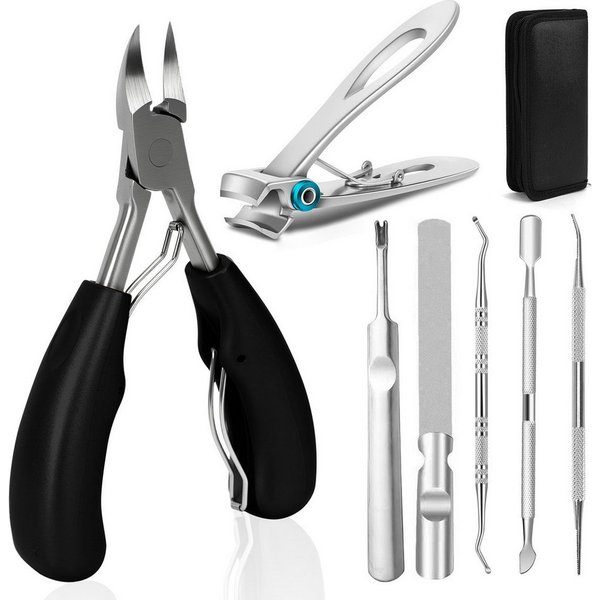 OSTWOLKE Maniküre-Pediküre-Set 7-teiliges Nagelschere Set, Edelstahl Maniküre Nagelknipser, für Dicke & Eingewachsene Fußnägel
