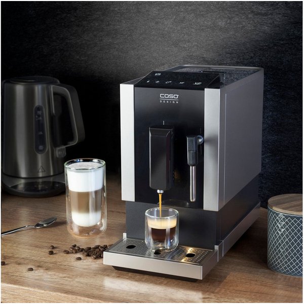 Caso Kaffeevollautomat Café Crema One, Praktische Sensor-Touch Steuerung, Edelstahl-Kegelmahlwerk