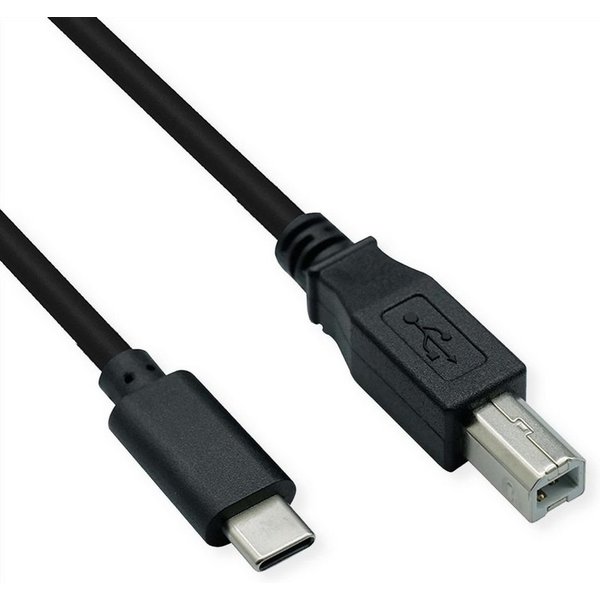 ROLINE Roline USB-Kabel USB 2.0 USB-C® Stecker, USB-B Stecker 1.80 m Schwarz USB-Kabel, (180.00 cm)