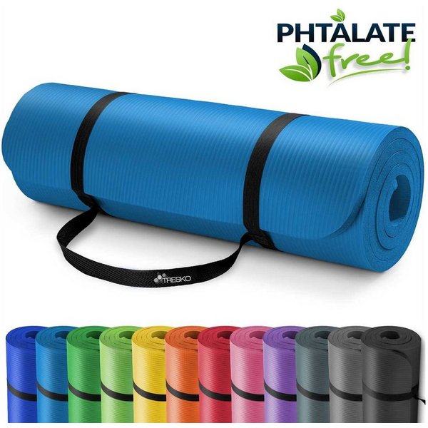 TRESKO Gymnastikmatte rutschfest mit Tragegurt Sportmatte gepolstert, Yogamatte Gymnastikmatte Dick Fitnessmatte