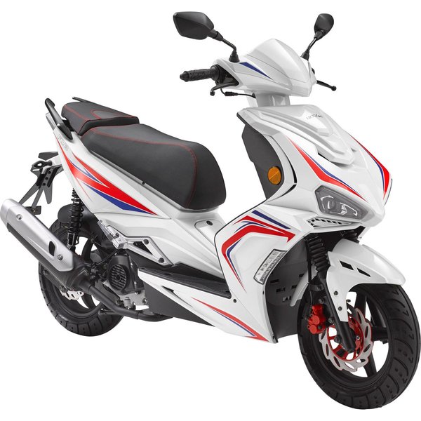 Luxxon Motorroller F18, 50 ccm, 45 km/h, Euro 5, (abschließbares Staufach), 2 Sitzplätze, für Erwachsene, Sportliches Design, 4-Takt Motor