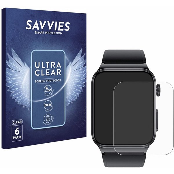 Savvies Displayschutzfolie Schutzfolie für Douself Smartwatch 1.85", 6 Stück, Displayschutz Schutz Folie Klar Transparent