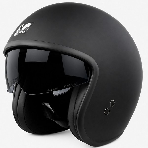 RÖMER HELME Motorradhelm RR10701 - Jethelm mit Sonnenvisier + gratis klarem Visier, mattschwarz, Sonnenblende & klares Visier auswechselbar