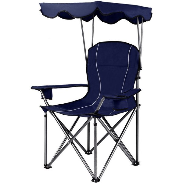 COSTWAY Campingstuhl, mit Sonnendach & Tragtasche, 120 kg belastbar