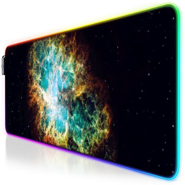 Titanwolf Gaming Mauspad RGB Mousepad 800 x 300 x 3 mm, LED Multi Color XL Tischunterlage (1-St), rutschfest, abwaschbar, Geschwindigkeit & Präzision, Galaxie G