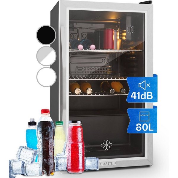 Klarstein Getränkekühlschrank Beersafe XXL Getränkekühlschrank 80 L Glastür Edelstahl 10027673, 84.5 cm hoch, 47.4 cm breit, Bier Hausbar Getränkekühlschrank Fl