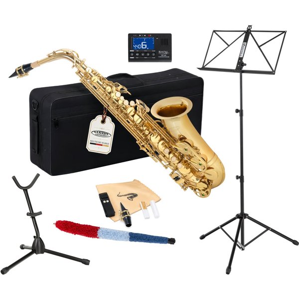 Classic Cantabile Saxophon Alt Saxophon, Alto Sax Spar-Set, 9-St., Set mit Koffer und Zubehör, Altsaxophon mit Hoch-Fis-Klappen