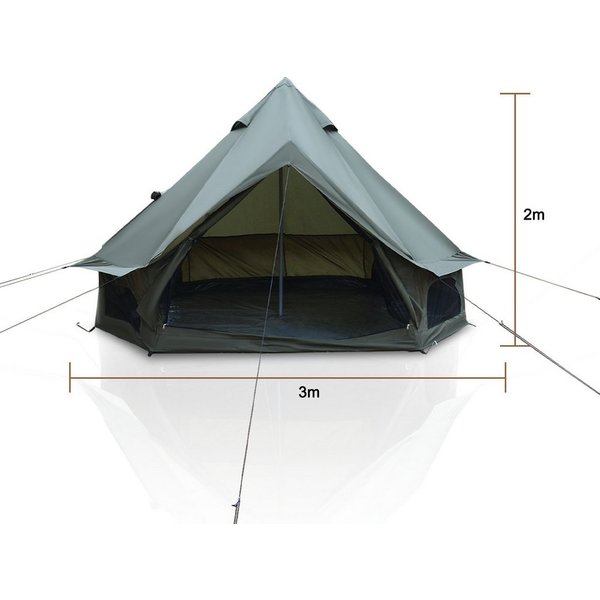 i@home Tipi-Zelt Glamping Zelt 3m Ø Oxford, Personen: 4 (wasserdicht, 4 Jahreszeiten, Campingzelt mit Ofenabzug, Moskitonetze, 1 tlg., geräumiges Familien-Bellz