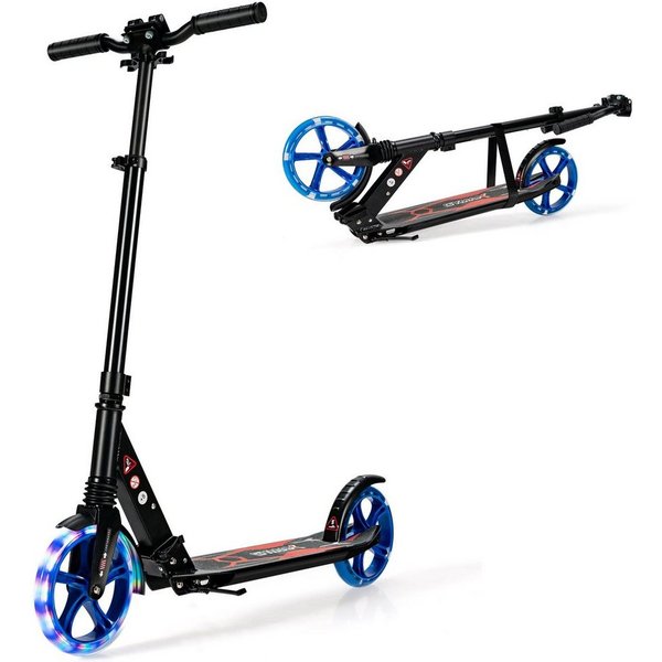 COSTWAY Scooter Tretroller, mit Leuchten, höhenverstellbar, klappbar