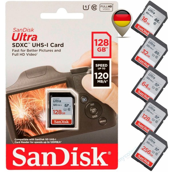 Sandisk Ultra SD Karte Memory Card 32GB 64GB 128GB 256GB Speicherkarte (64 GB)