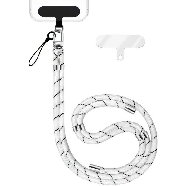 Nalia Handykette Universal Smartphone, Nylon Handyband / Karabiner Silber & 2 Pads / 35-75cm Tragelänge