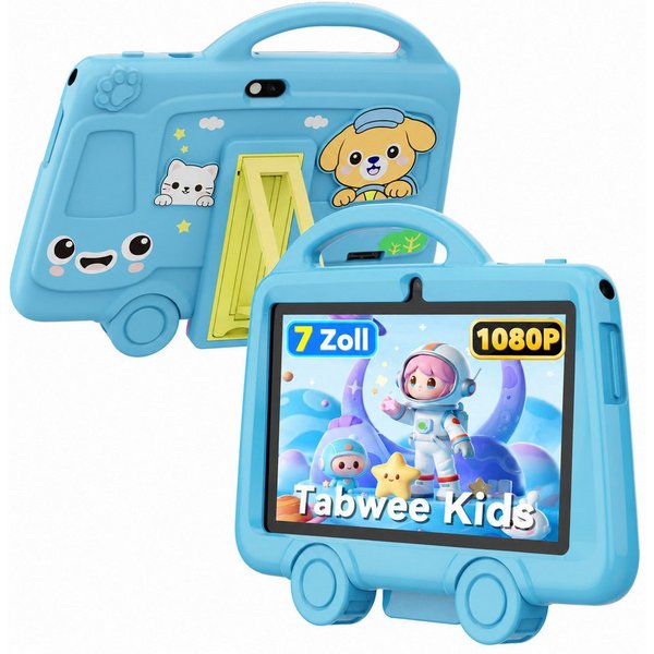 TABWEE 7 Zoll Kinder Tablet IPS HD Display mit Kinderuhr WiFi Tablet (7", 32 GB, laute Lautsprecher, 3000 mAh, ungiftige Hülle, für Kinder 3-8 Jahre)