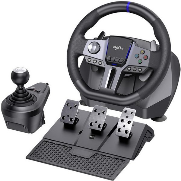 PXN V9 GEN2 Sim-Rennlenkrad 270°/900° für PC, Xbox und PS4 Gaming-Lenkrad (Hall-Pedale, H-Schaltung & RGB-Beleuchtung)