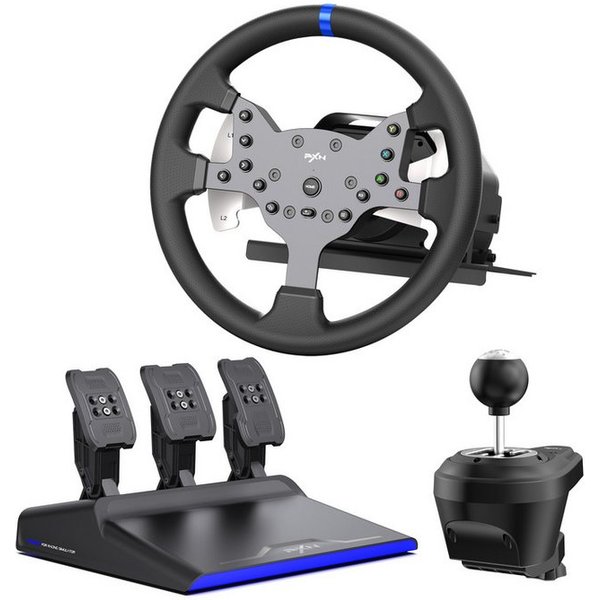 PXN PXN V99 Force-Feedback-Rennlenkrad 3,2Nm, 270°/900° Gaming-Lenkrad (Pedale+H-Schaltung, für PC/Xbox One/Series X, S/PS4)