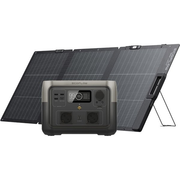 Ecoflow ECOFLOW Tragbare Powerstation RIVER 2 MAX mit 160W solar panel Powerstation