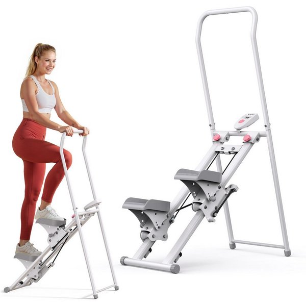 MERACH Stepper 2025 Neues Stair Stepper für Heimtraining, Rehabilitation (Tragbarer Crosstrainer Stepper klappbar mit 3 Widerstandsstufen, mit LCD-Schirm & vers