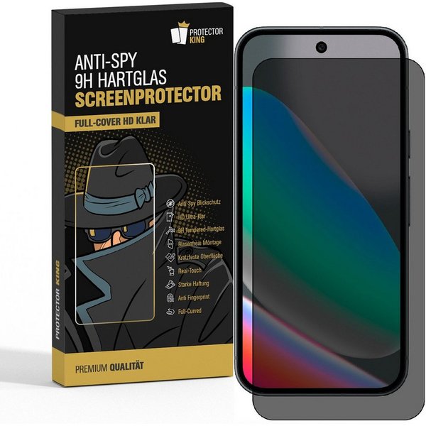 Protectorking Displayschutzfolie 1x 9H Blickschutz Panzerglas Full-Screen Anti-Spy Screen-Protector für Google Pixel 10a, 1 Stück, Displayschutz, gegen Stöße, K
