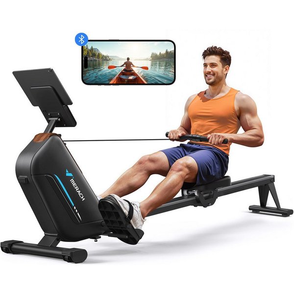 MERACH Rudergerät für Zuhause, Fitnessgeräte mit 16 Widerstandsstufen (Rudermaschine mit Bluetooth-Verbindung, klappbares Design, Kompatibel mit Kinomap, Tablet