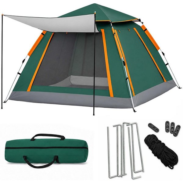 relaxdays Wurfzelt Campingzelt 3-4 Personen mit Vordach, Personen: 4 (1 tlg)