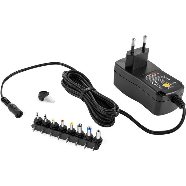 Poppstar Universal-Netzteil Universal-Netzteil (Output 3V 4,5V 5V 6V 7,5V 9V 12V DC 1,5A + 8 Stecker)