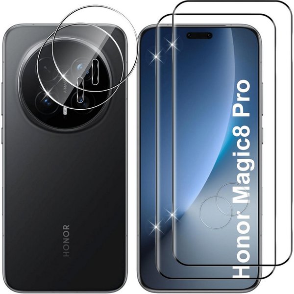 SmartUP Displayschutzglas 2X Schutzglas für Honor Magic 8 Pro Display Kamera Panzerfolie Full 3D für Honor Magic 8 Pro, 4 Stück, Rundumschutz, passgenaue Verarb