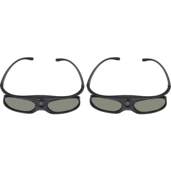 TPFNet 3D-Brille Aktive Shutterbrille kompatibel mit DLP 3D Beamer, wiederaufladbare 3D Brille, DLP Link - Schwarz - 2 Stück