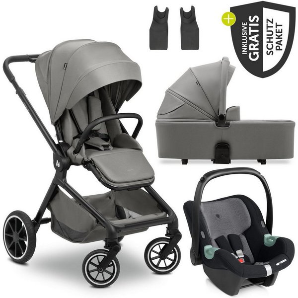 Hauck Kombi-Kinderwagen Move N Care Trio Set - Dark Grey, 3in1 Kinderwagen Buggy mit Babywanne, Babyschale, Sportsitz & Zubehör