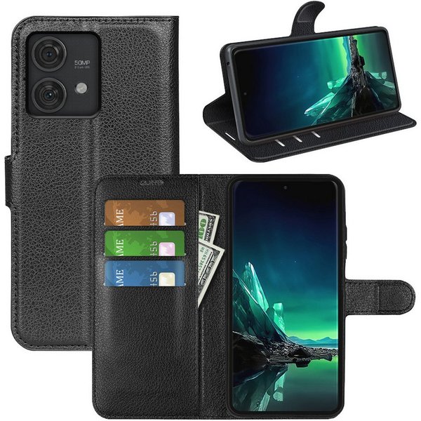 Wigento Smartphone-Hülle Für Motorola Edge 40 Neo Book Wallet Premium Schutz Handy Hülle Tasche